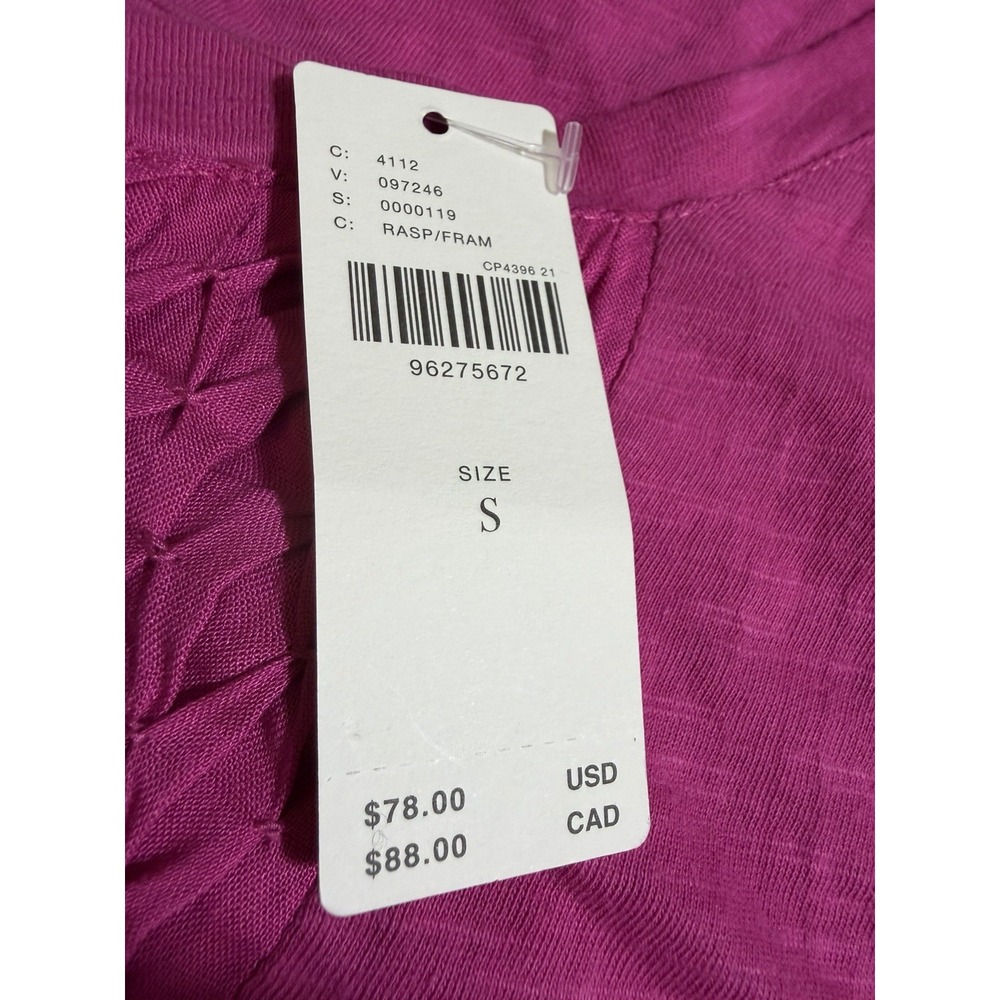 NWT Women's Anthropologie Smocked Flowy Peasant Top Hot Pink Small - Picture 9 of 9